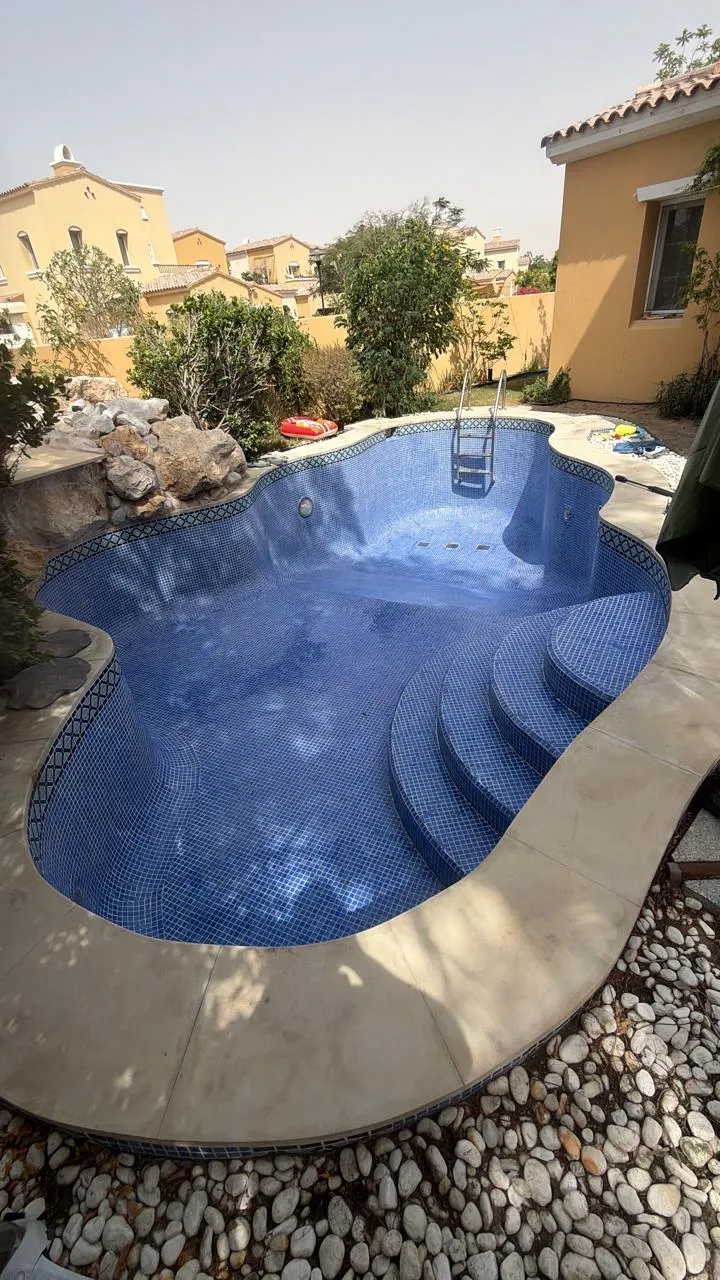Green pool water in Dubai before a cleaning visit